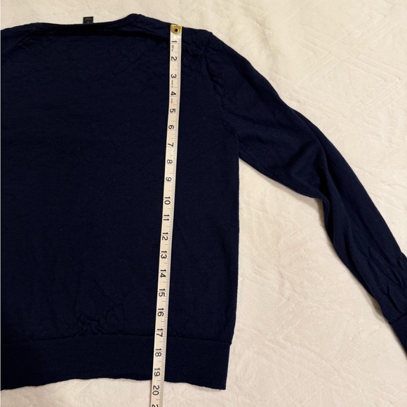 J. Crew Deep Blue Knit Top 100% merino wool - Picture 7 of 8
